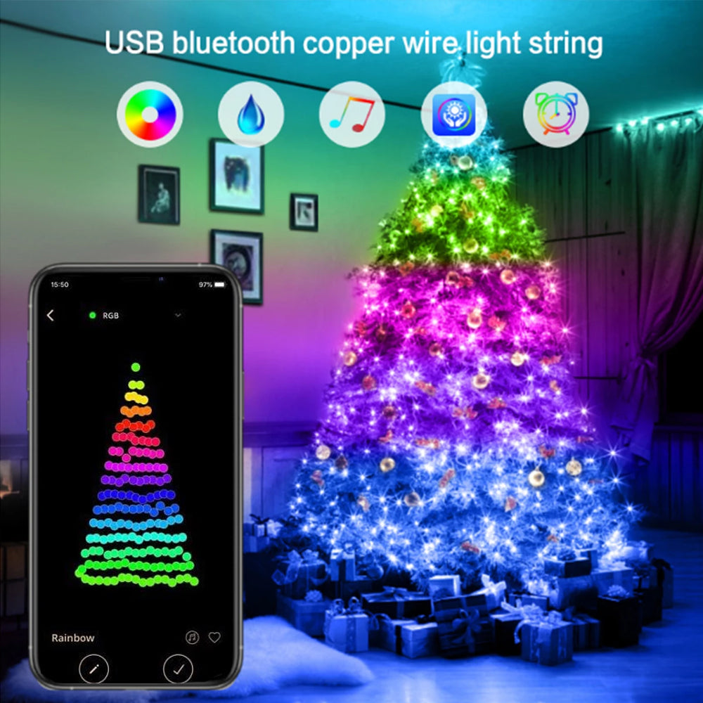 LED Weihnachtsbaum Lichterkette | Handy gesteuert + verschiedene Farben