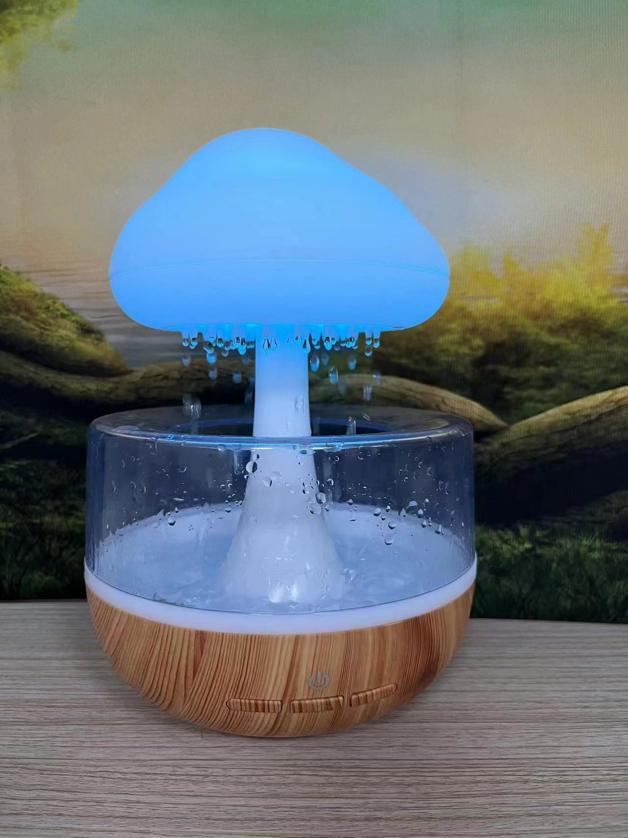 Regenwolken Luftbefeuchter mit sanfte Regengeräusche in Holz Design