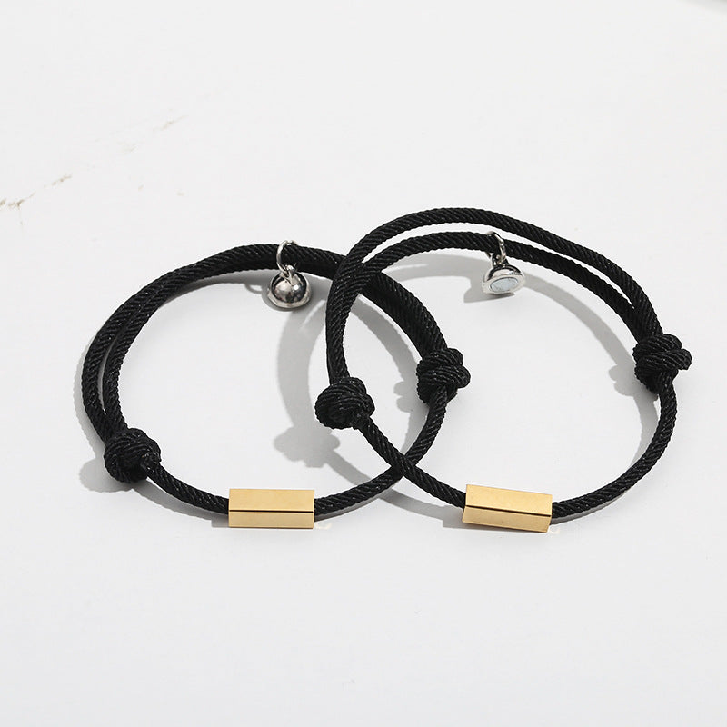 Paar-Armband mit eingraviertem Namen und Magnetisch gewebt
