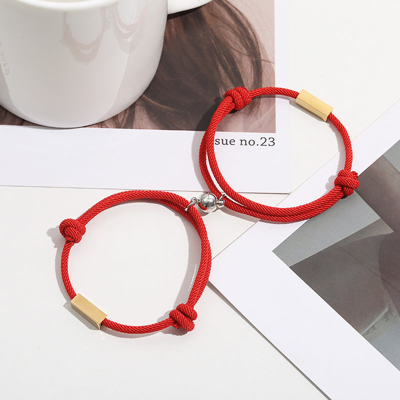 Paar-Armband mit eingraviertem Namen und Magnetisch gewebt
