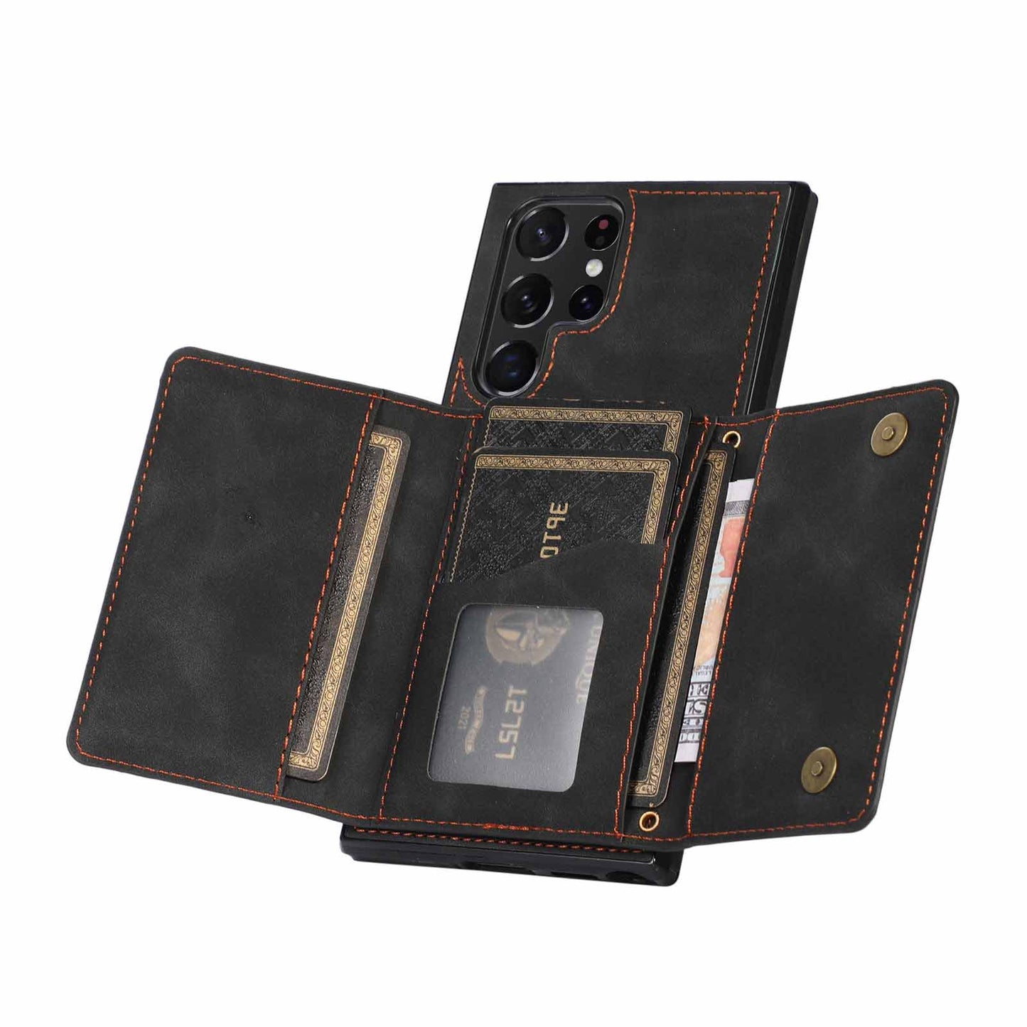 Dreifache Brieftasche mit Karteneinschub Handytasche aus Leder