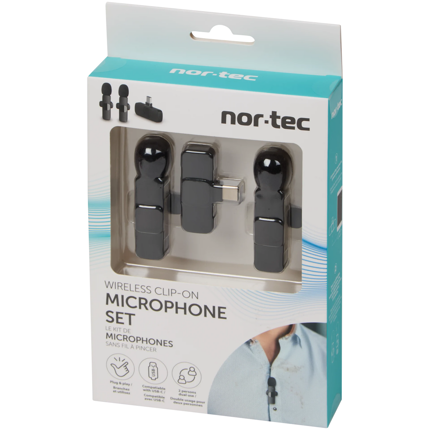 NOR-TEC Kabellose Clip-On Mikrofone – 2er Set