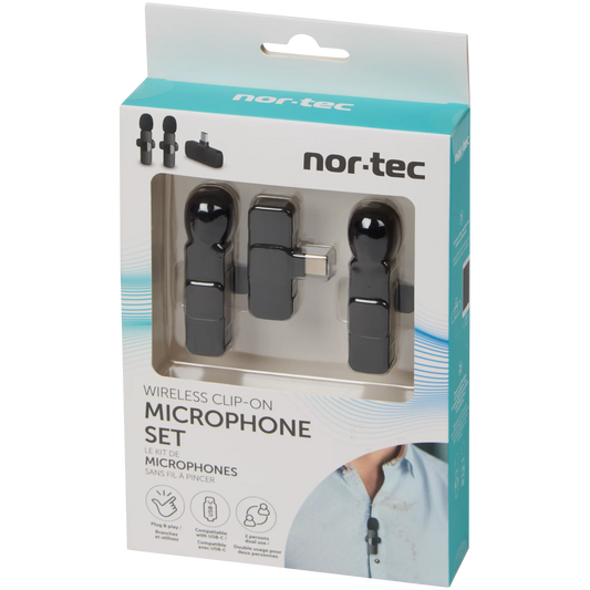 NOR-TEC Kabellose Clip-On Mikrofone – 2er Set