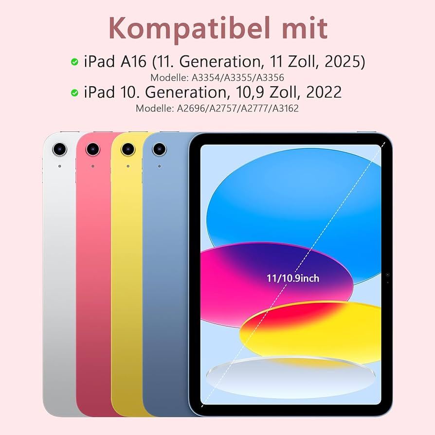 iPad  Schutzhülle mit Tastatur für iPad (A16) 11 Generation 2025 und 10 Generation 2022(11/10.9 Zoll),
