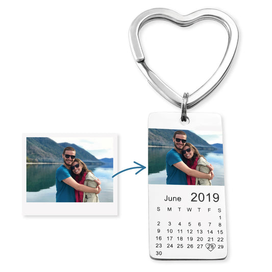 Personalisierter Schlüsselanhänger mit Kalender und Foto